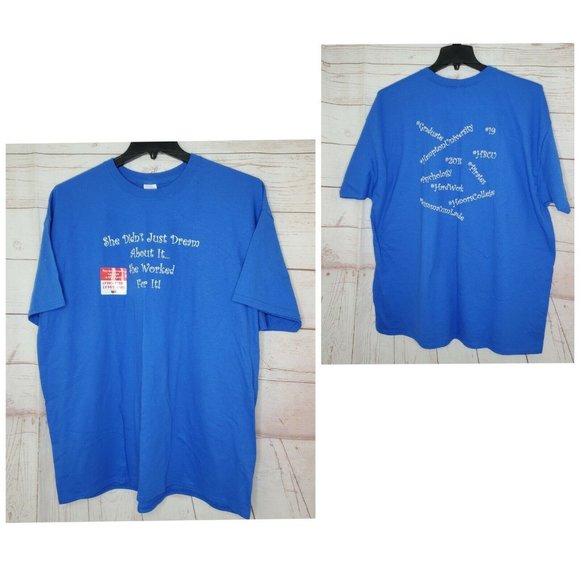 She Didn't Just Dream About It She Worked For It Blue Graphic 2XL T Shirt - Picture 3 of 11